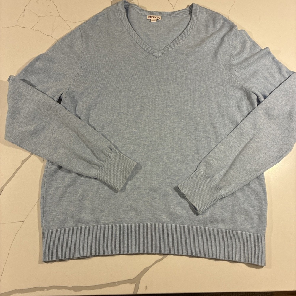 Merona Light Blue V-neck Long Sleeve Sweater Mens Size large